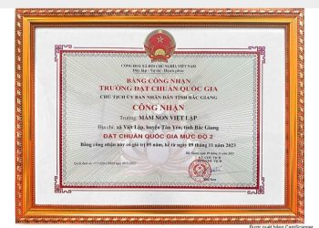Trường mầm non Việt Lập huyện Tân Yên, tỉnh Bắc Giang đạt kiểm định chất lượng giáo dục cấp độ 3 – chuẩn quốc gia mức độ